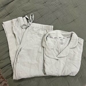 Born Light Green muslin cotton pajama set